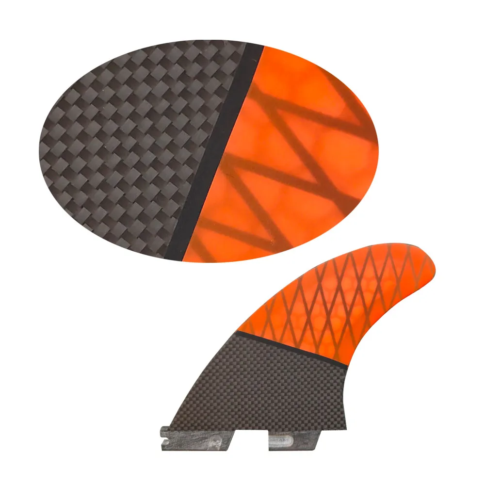 Tri fin set Single Tabs Fins M surf fins surfboard fin orange Honeycomb Half-Carbon Fibreglass