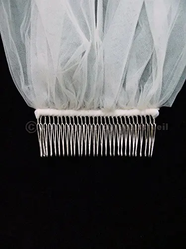 2T 2 Tier Ribbon Edge Center Gathered Beaded Bridal Veil bridal veil