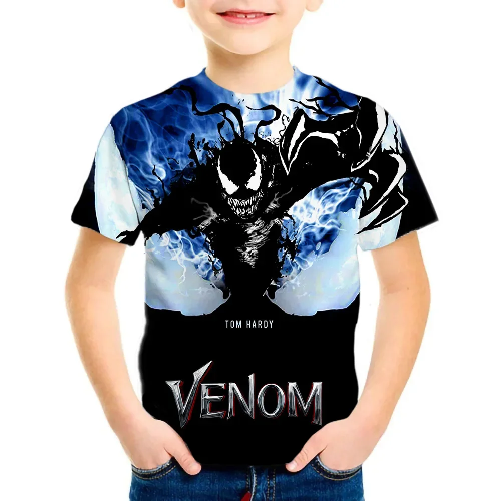 4-14 Years Kids Boys Venom Short Sleeve 3D T-shirts Tops Clothes Baby Boys Print Tees Children Clothing Kids Cartoon Outfit 3