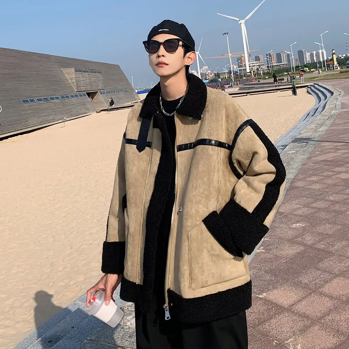 

Men Clothing Winter New Cotton Clothing Men Fashion Loose High Street Wind Lamb's Wool Cotton Coat Men's Jacket Fall and Winter