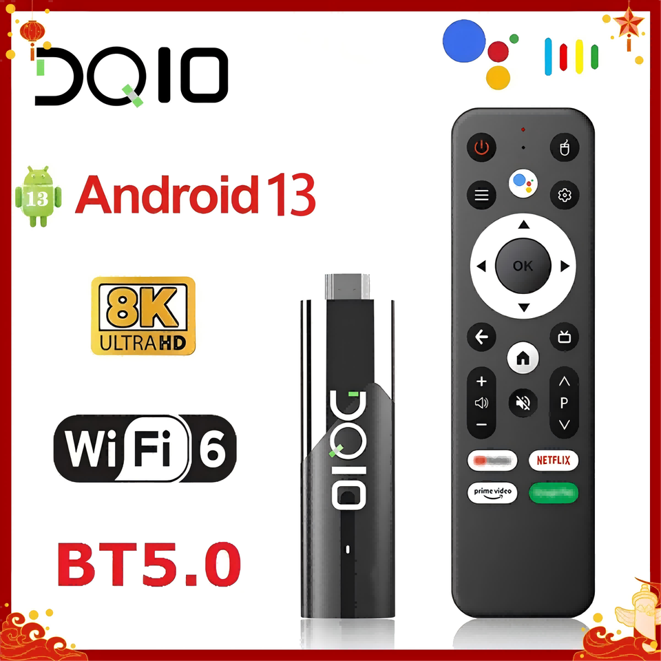 DQ10 ATV Mini TV Stick Android13 Allwinner H618 Support 8K Video 4K Wifi6 Quad Core Cortex A53 Voice Remote Android TV Box