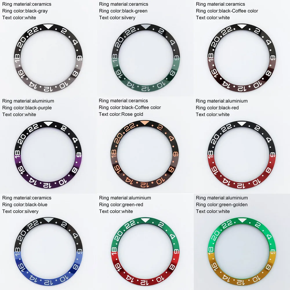 38-30.7mm Ceramic Sloping super Luminoust GMT Watch Bezel Insert Fit 40mm Watch Case watch accessories parts