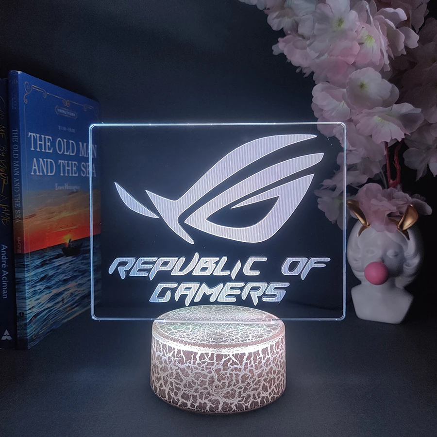 LED ROG Logo Light 7/16 Color Changing rgb for Plexiglass Cool Gaming Room Desktop Decoration Atmosphere Lighting Dec Gamer Gift