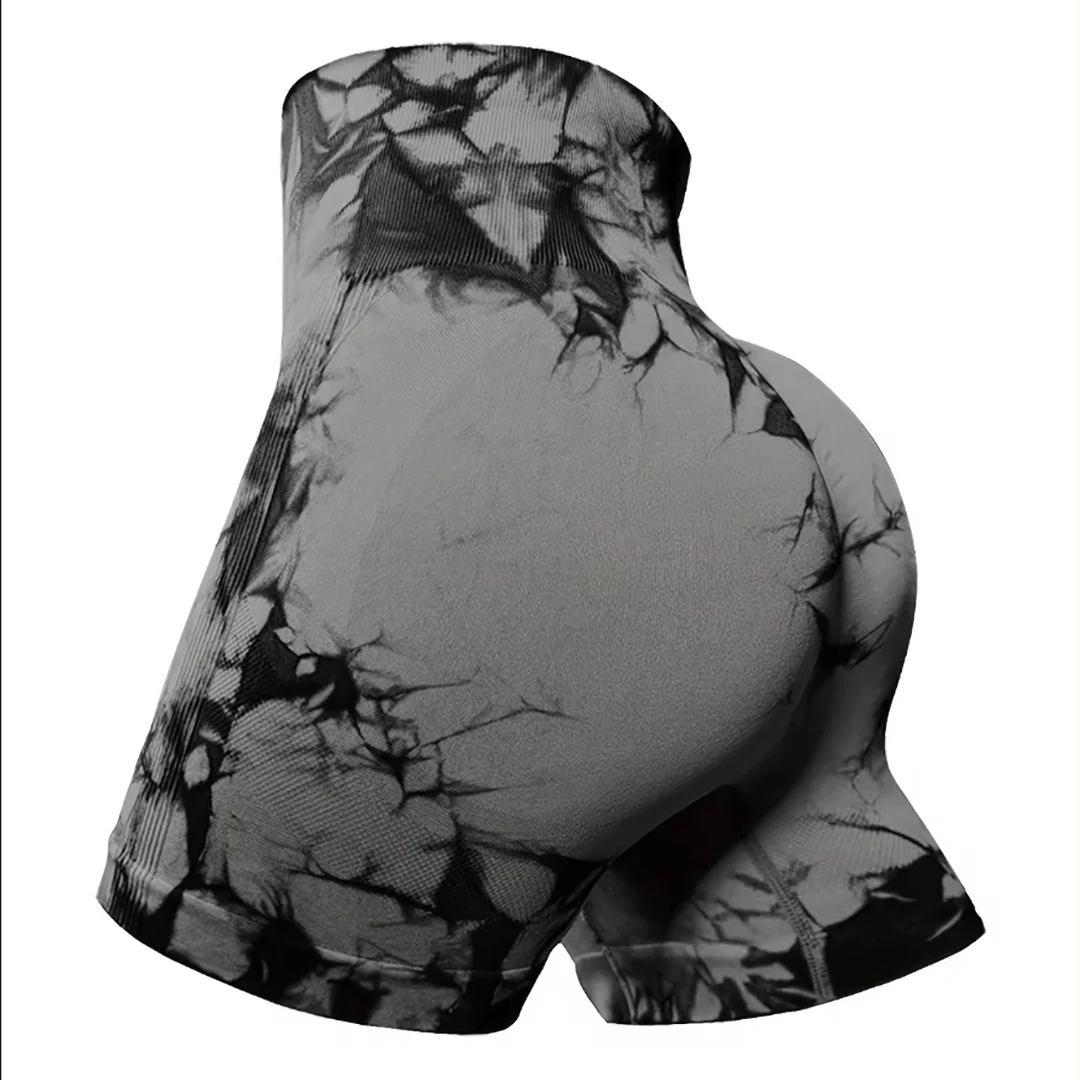 Tie Dye Yoga Shorts Marble Gym Shorts Women Push Up Sports Women Fitness Tights Breathable High Waist Booty