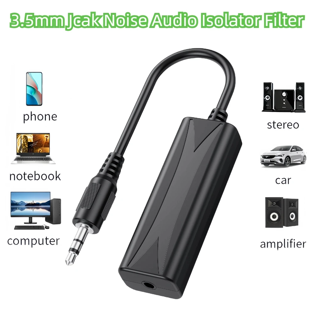 Audio Noise Filter 3.5mm Anti-interference Ground Loop Noise Isolator Eliminate Cancelling for Home Stereo Car Audio System