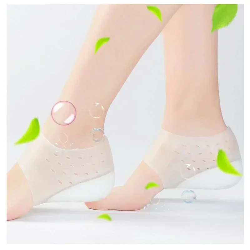 Invisible Height Increase Silicone Socks Gel Heel Pads Orthopedic Arch Support Heel Cushion Insoles Foot Massage Pad Unisex