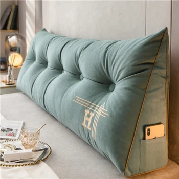 Light luxury velvet triangular bedside cushion, tatami bed cushion, embroidered large backrest, cross-border distribution