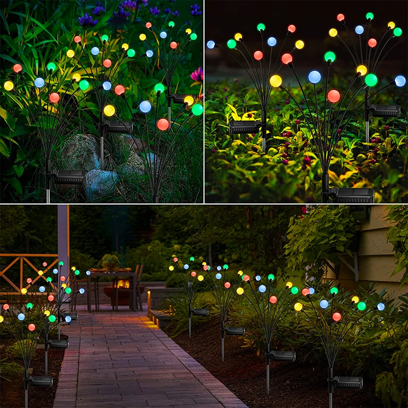Solar LED Lights Solar LED Firefly Lights Outdoor Garden Decor Lawn Solar Light Waterproof Patio Walkway Yard Balcony Pathway Lamp