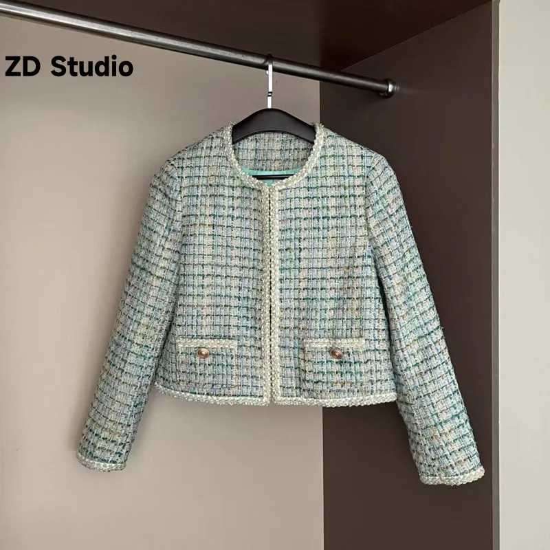 

[ZD Studio] 2023 New Small Fragrant Wind Coat Female Spring And Autumn Temperament Slim Senior Sense Tweed Design Sense Of Top