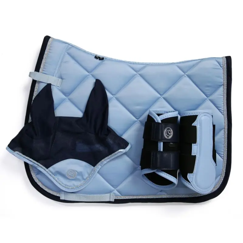 Professional Equestrian Equipment Harness Light Blue Step Saddle Sweatsuit Drawer Earmuff Leggings Barrier Horse Sweat Pad