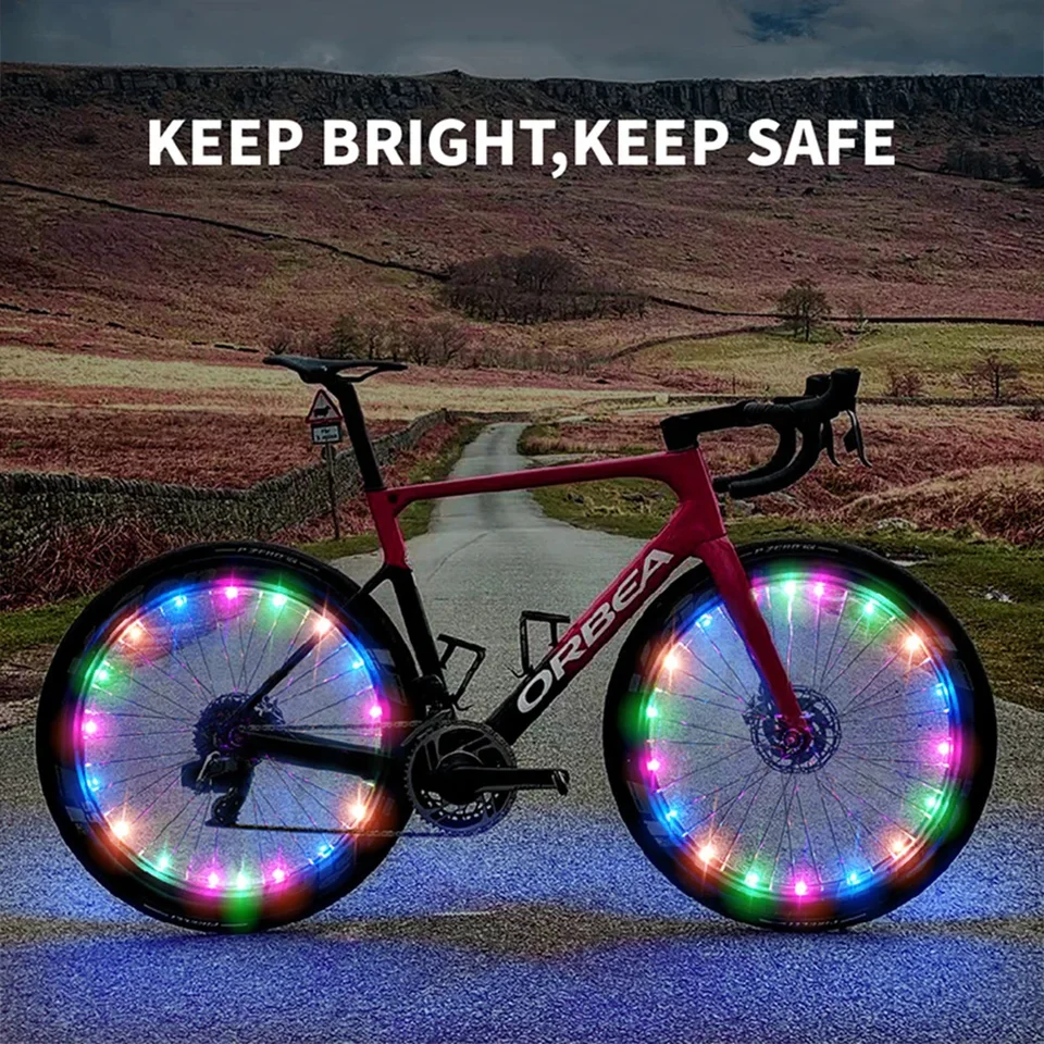 Vélo lumière colorée Roue de bicyclette étanche Spoke lumière