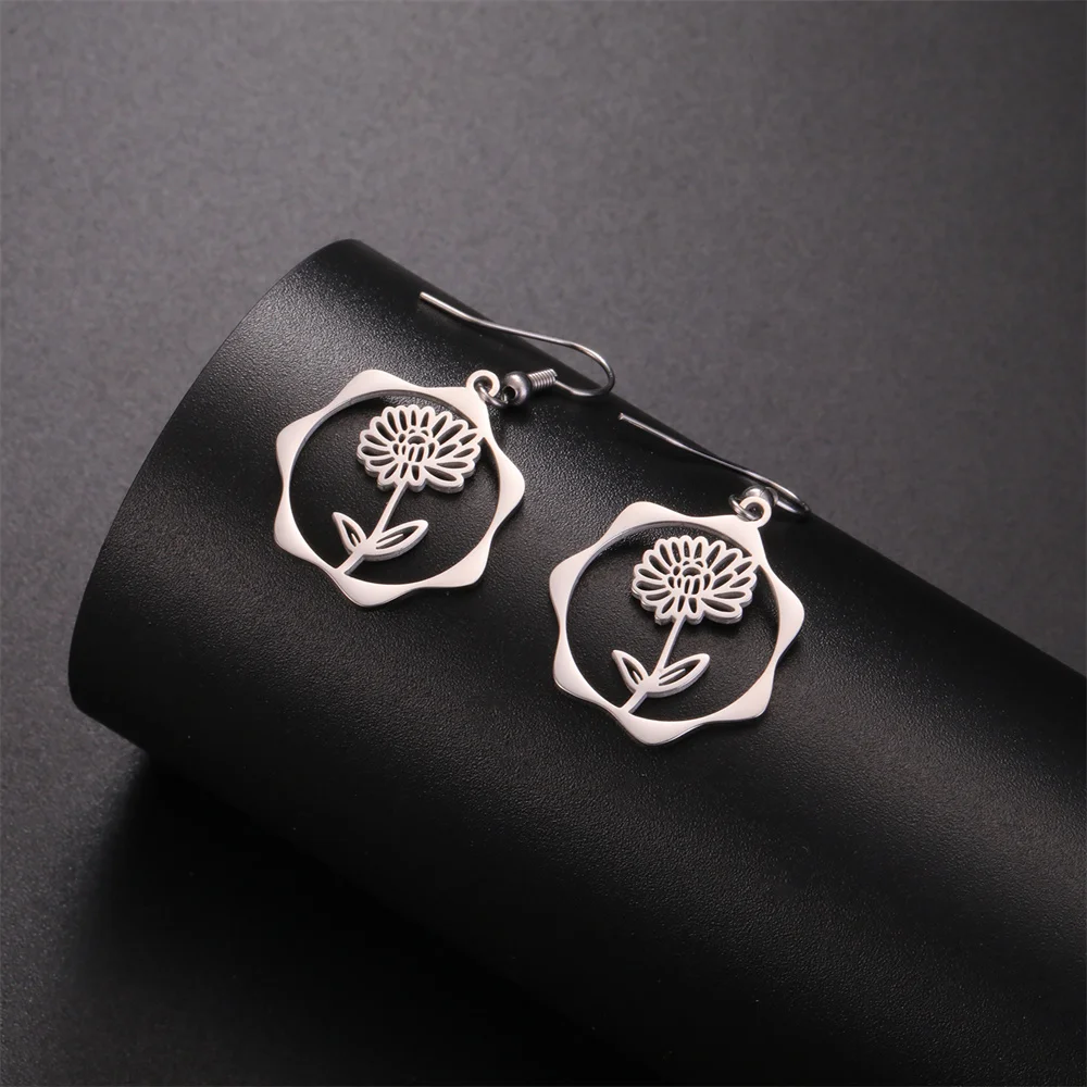 My Shape Geburts monat Blumen ohrringe für Frauen Mädchen Edelstahl Rose Iris Schnee glöckchen Blume Tropfen Ohrringe Schmuck Großhandel – Detail 19