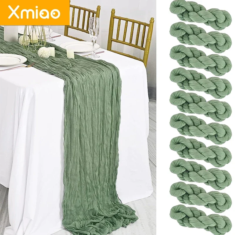 

10Pcs/set Dinning Table Decoration Rust Table Cloth Set Wedding Decoration Cotton Gauze Dusty Blue Napkins gift Gauze Table