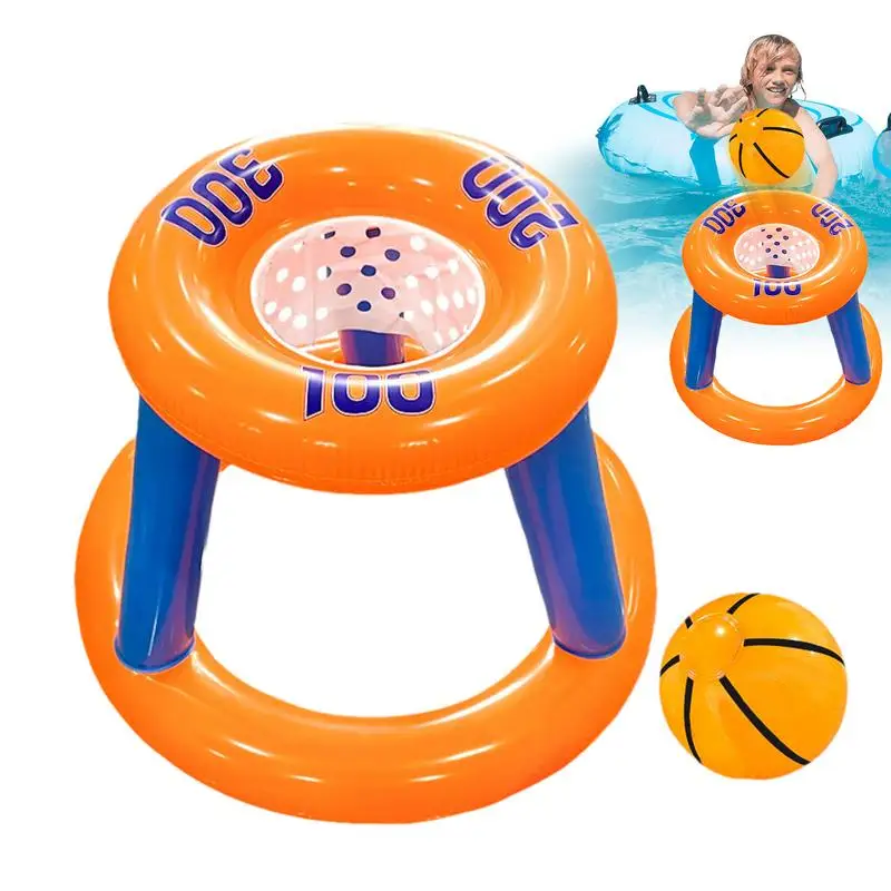 Floating Pool Basketball Hoop Inflatable Basketball Hoop Pool Toys With Ball Portable Foldable Swimming Games For Kids