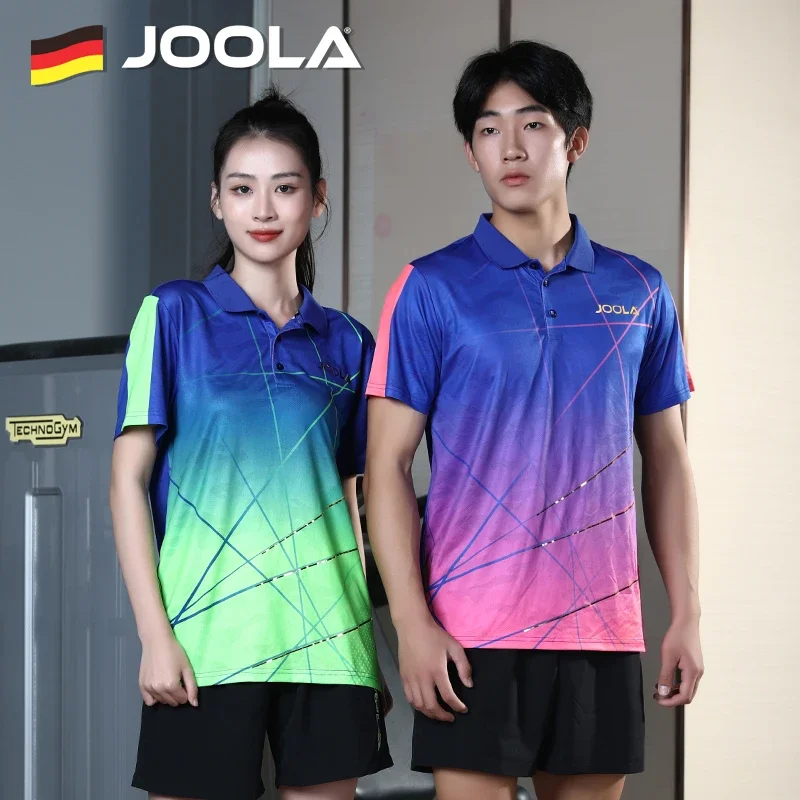 JOOLA professional table tennis uniform short sleeved men's and women's sports T-shirt moisture wicking competition gold plating