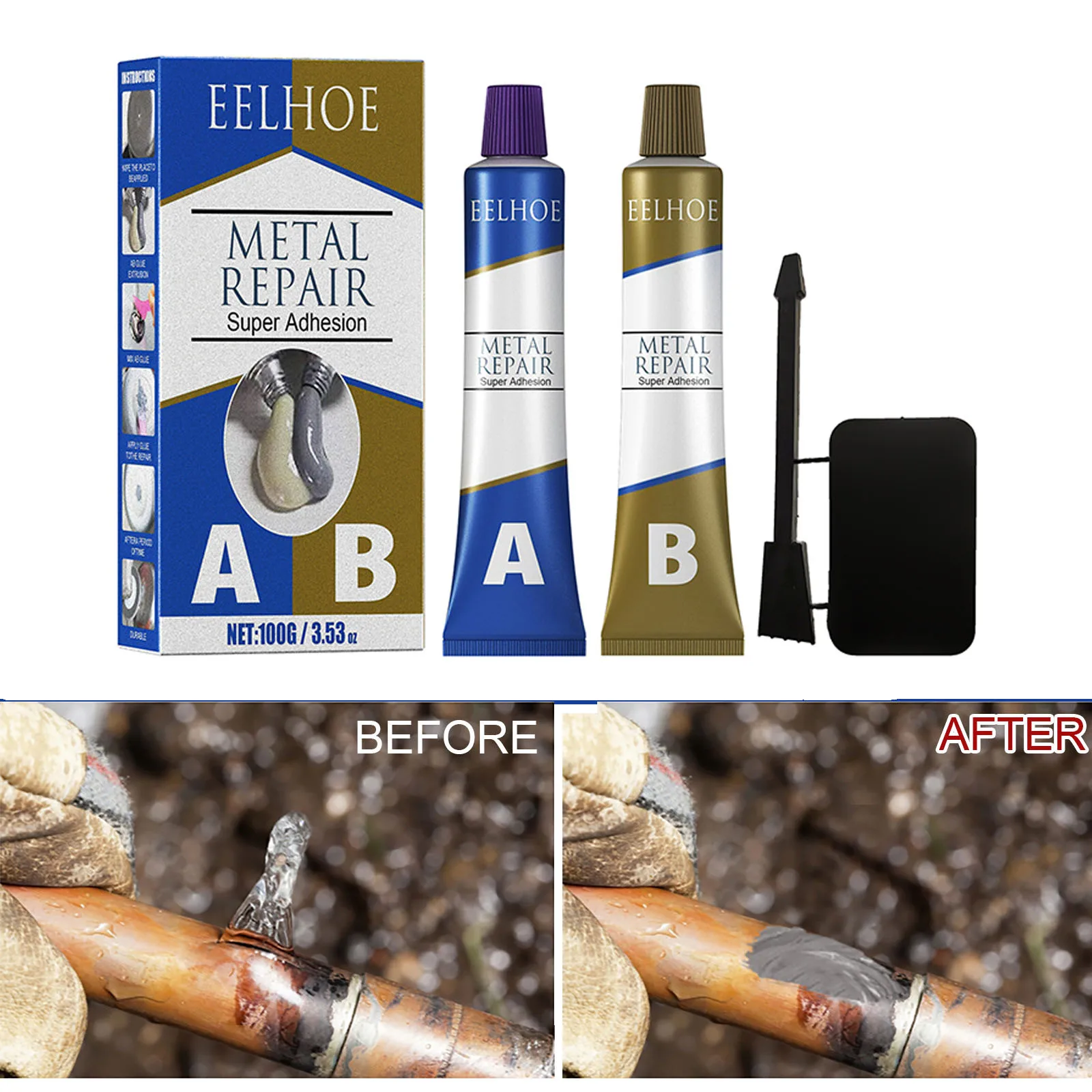 

Extrusion Metal Repair Adhesive Industrial High Strength Bonding Sealant Weld Seam Metal Repair Agent Strong Casting Ab Glues