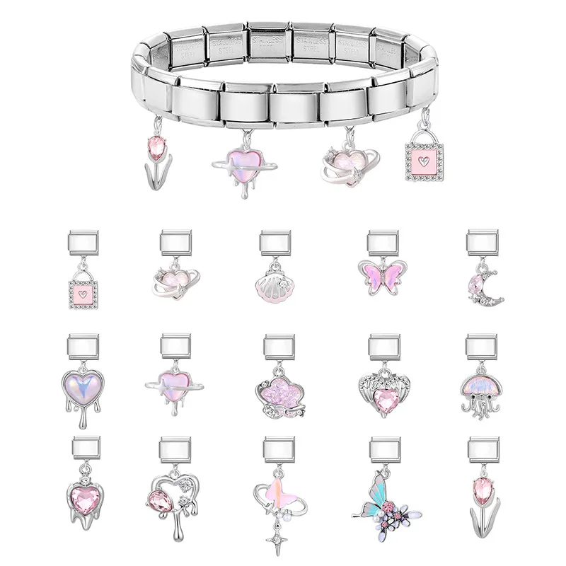 Italian Charm Link Stainless Steel Fit 9MM Bracelet