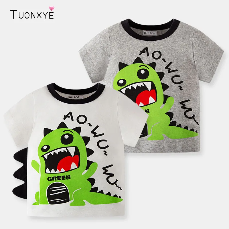 

TUONXYE Fashion Boys Short Sleeve T-shirt Cute Cartoon Dinosaur Knitting Soft Cotton Comfortable Children's Pullover Clothes