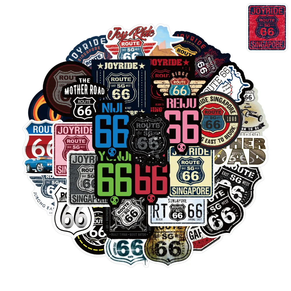 

Route 66 наклеек для автомобиля чемодан СКЕЙТБОРД гитара ноутбук телефон Декор граффити водонепроницаемые стикеры игрушки подарки