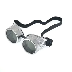 Men's Fashion Steampunk Round Oversized Sunglasses with Designer Color Lenses (Bright Silver)