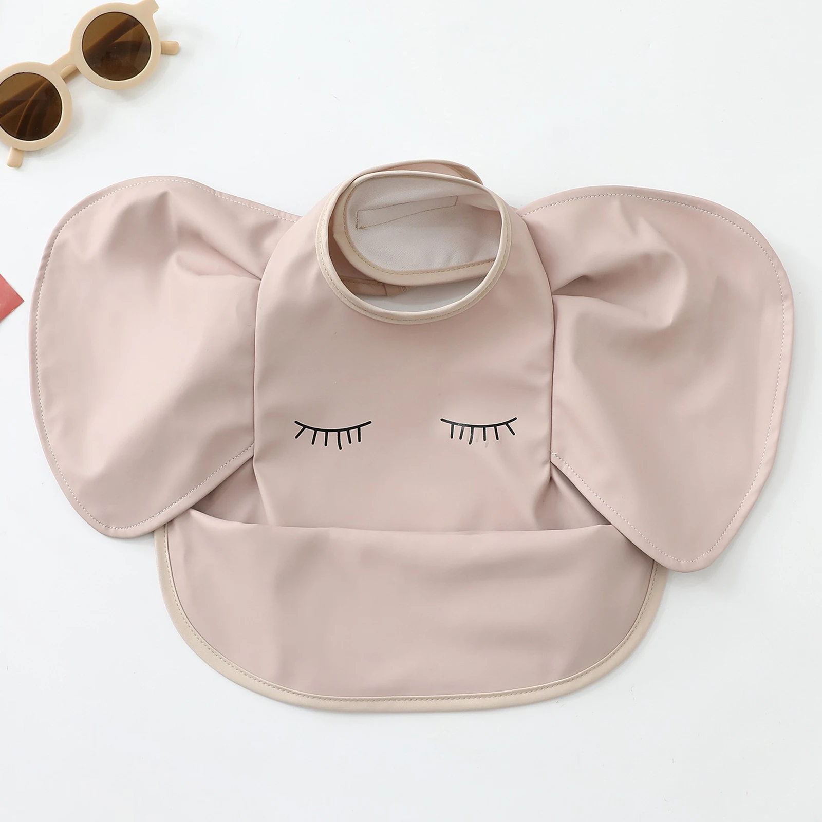 Baby Bibs INS Nordic Style Angel Feed Pocket Burp Girl Boy Infant Meals Bib Waterproof Easy Clean Cute Elephant Bibs Soft PU 4