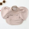 Soft PU Baby Infant Bibs With Pocket Dining Bib Waterproof Easy Clean Quick Dry INS Style Fashion Toddler Kids Bibs Smock 4