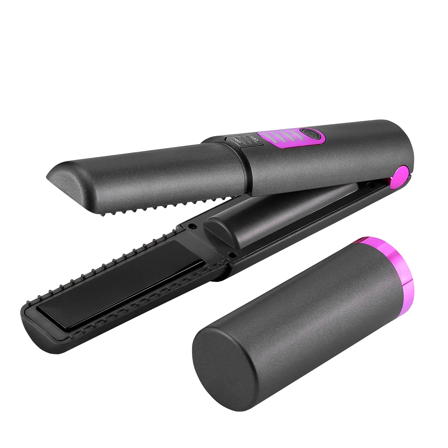 2-IN-1 Cordless Electric Heating Hair Straightener Rechargeable Travel Double Use Straight Hair Straightener And Curling Iron