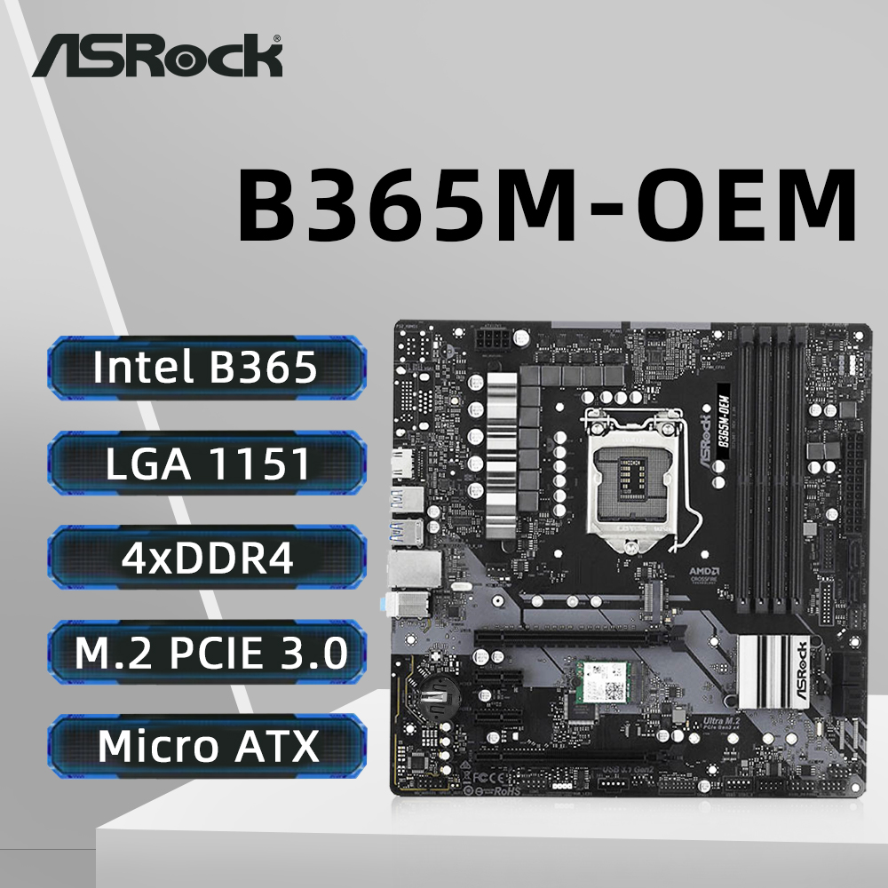 ASRock B365M Motherboard LGA 1151 Intel B365 DDR4 2666 Supports 9th and 8th Gen Intel Core Processors PCIe 3.0 USB 3.1 Micro ATX