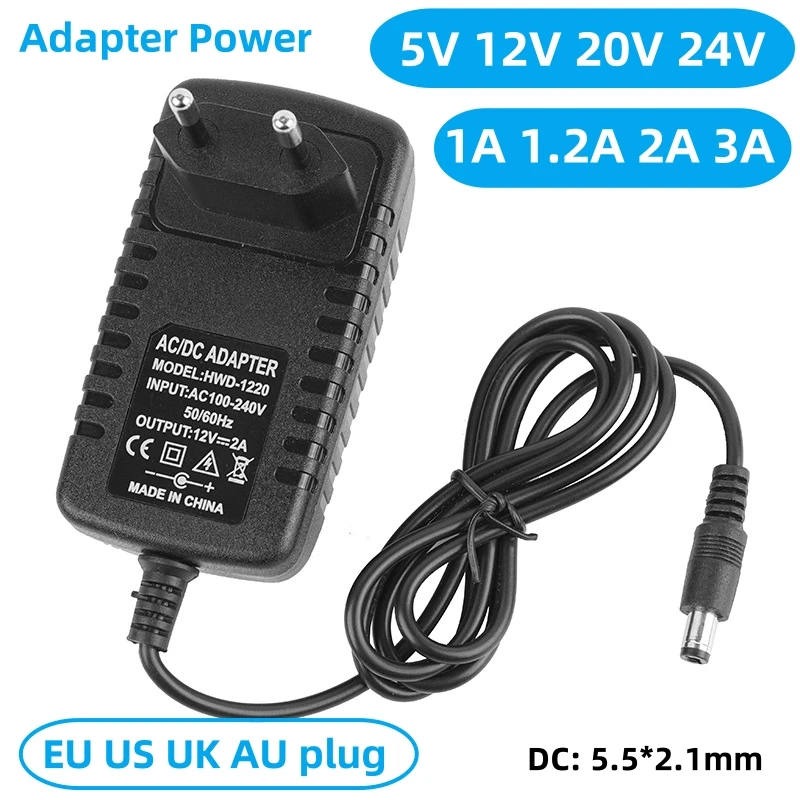 AC 110-240V DC 5V 12V 20V 24V 1A 1.2A 2A 3A Universal Power Adapter Supply Charger adaptor Eu Us for LED light strips CCTV