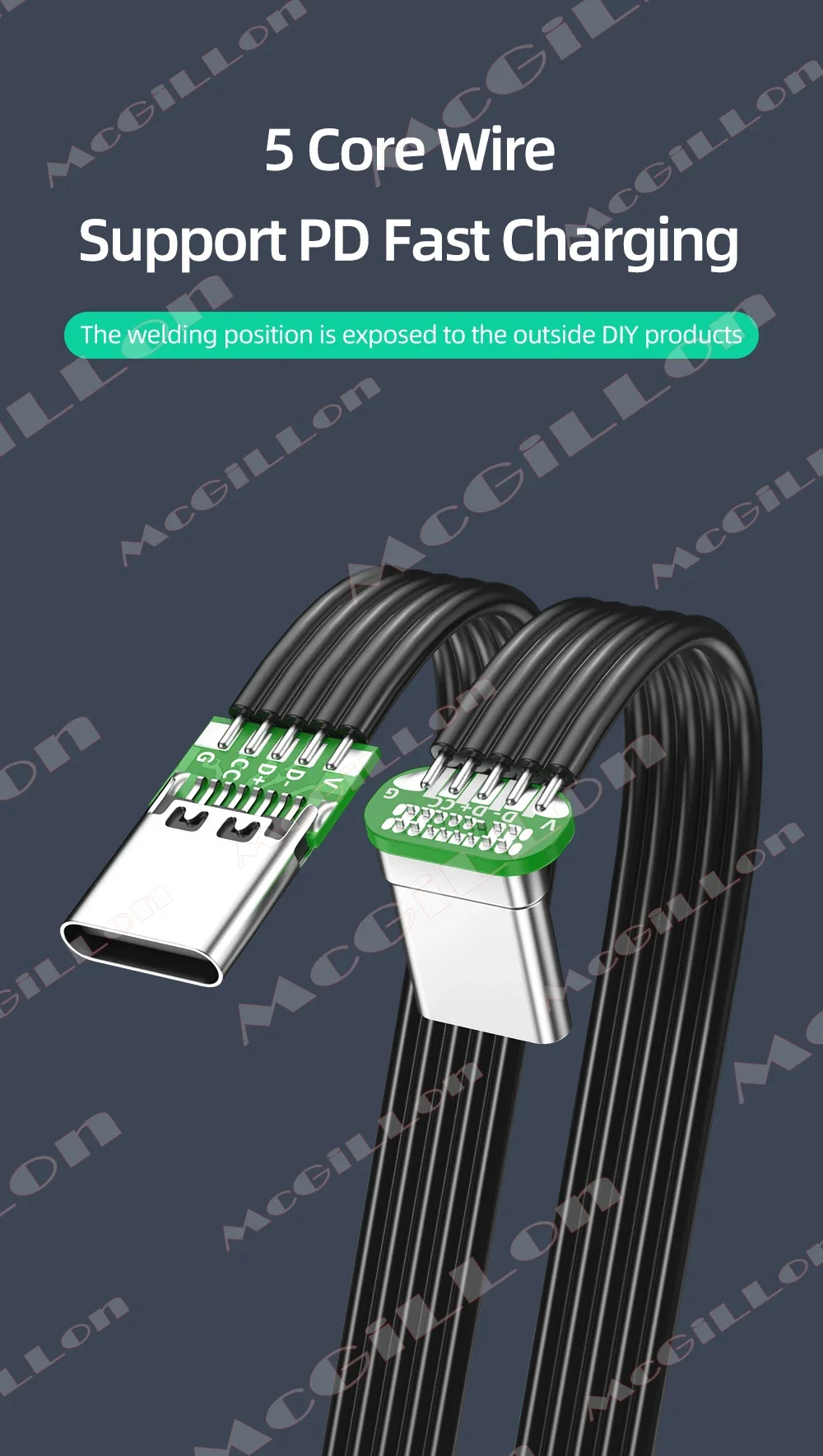 Universal Silicone Angled USB-C Charging Cable - Flat, High-Speed 60W, Multiple Lengths