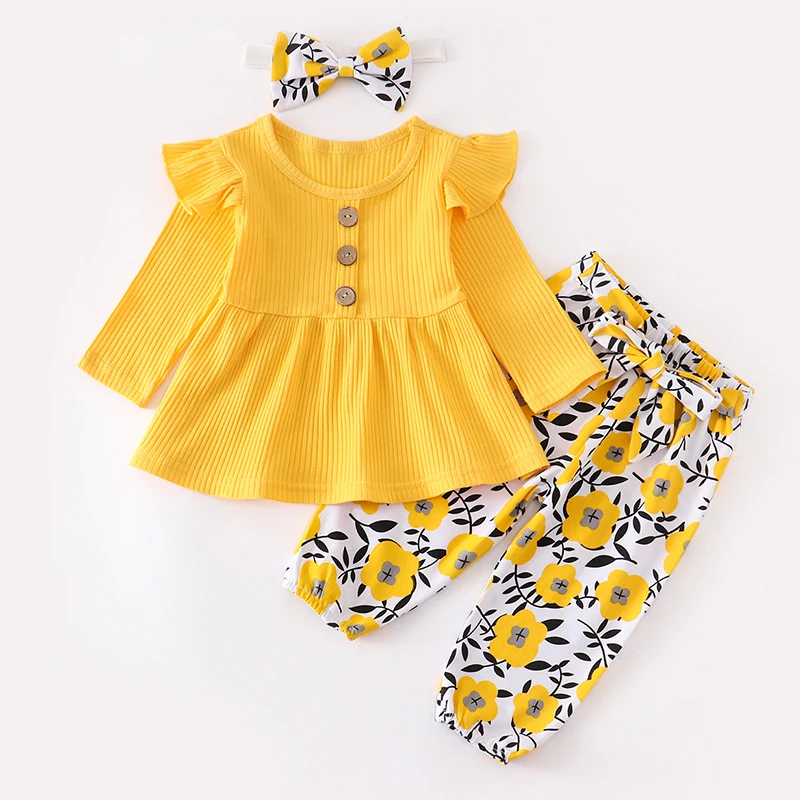 Ensemble été 2 Pièces Jaune Pour Bébé Fille - Taille 1 Mois - Neuf Avec étiquettes