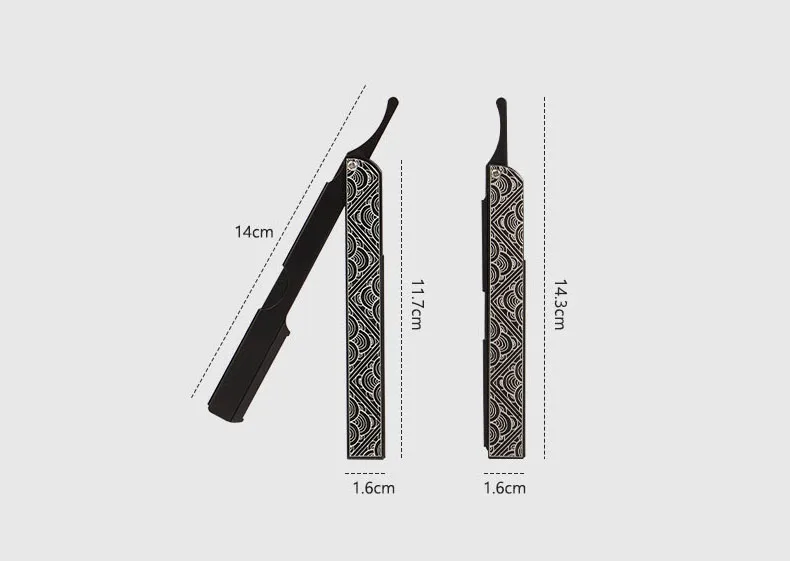 Retro Männer Rasieren Barber Tools Haar Rasiermesser Schwarz Klapp Rasierer Messer Aluminium Legierung Gerade Sicherheit Rasiermesser Barbearia Halter Geschenk – Detail 2