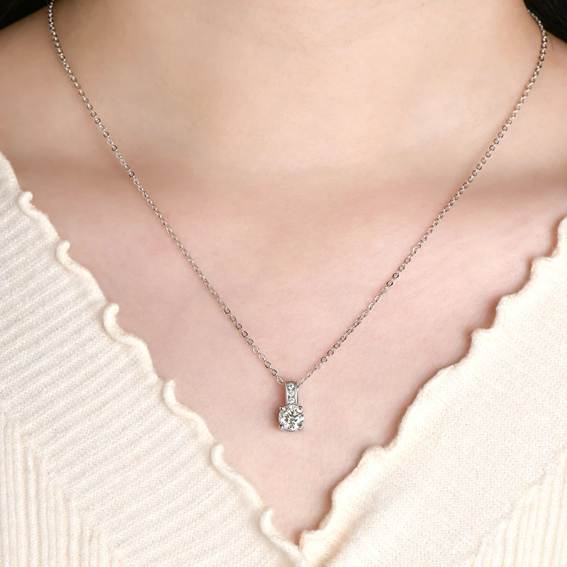 Rrjzz 6.5mm 5mm D 컬러 모이사나이트 펜던트 목걸이 여성용 드롭 귀걸이 GRA 인증 모조 다이아몬드 생일 쥬얼리 세트