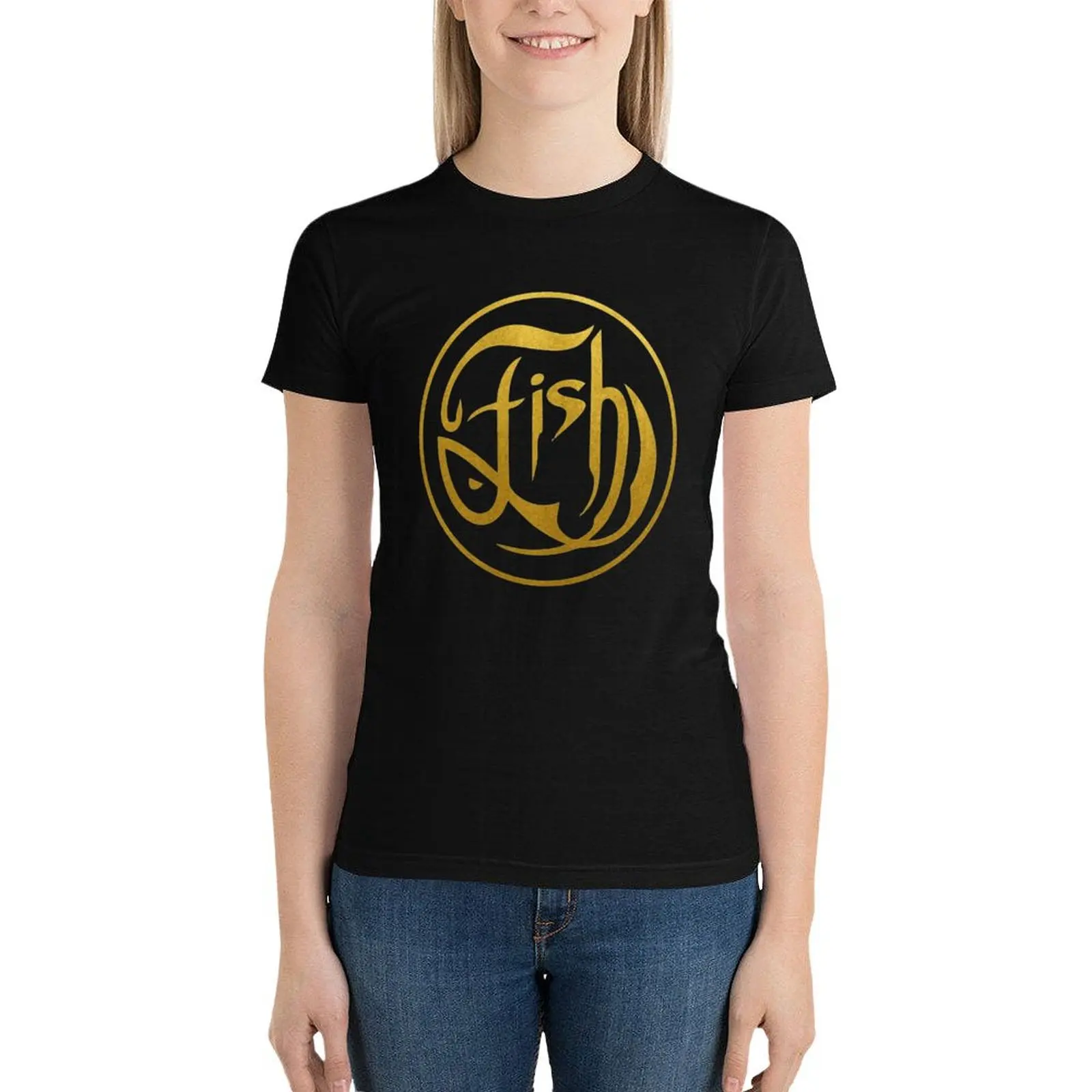 

Fish On Gold T-Shirt Female clothing anime clothes cute tops woman t shirt