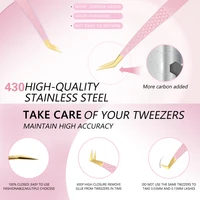 1 Pcs Eyelash Tweezers Extension Pink Stainless Steel Superhard Tweezers With Fiber Tips High Precision Anti-Static Tweezers 2