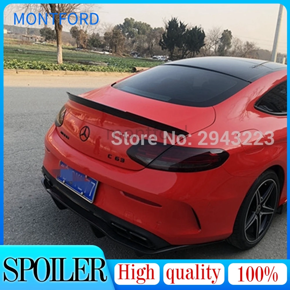 

For Mercedes Benz W205 Coupe 2015-2018 C63 AMG C200 C250 C180 C300 C350 Carbon Fiber Rear Trunk Boot Roof Spoiler Wing