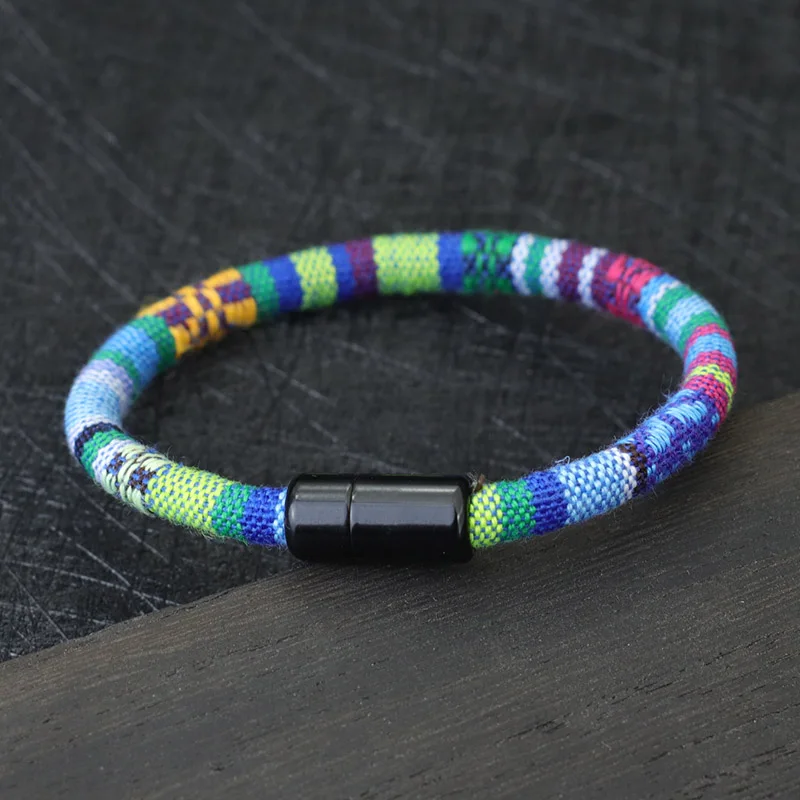 Bohemian Magnetic Clasp Cord Bracelet - Ethnic Friendship Jewelry