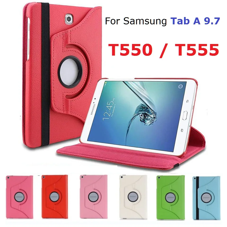 360 Rotazione Coque Per Samsung Tab A 9.7 Sm-T550 T555 Custodia 360 Flip Stand Pu Smart Magnet Auto-Sleep Per Samsung T550 T555 Cover