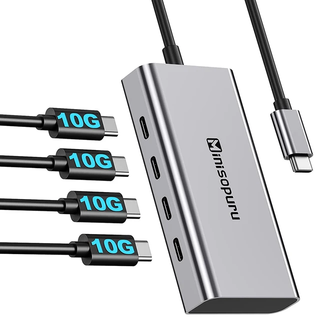Minisopuru HUB USB C Hub 4 Ports 10Gbps USB Type C to USB C 3.2 Gen1 Hub Adapter for Laptops MacBook Pro Air USB Type-c 3.2 Hub