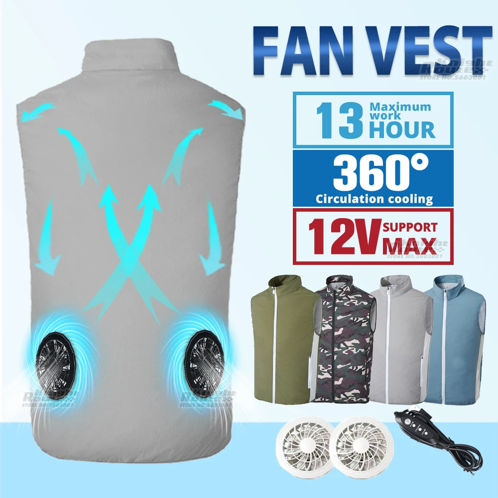 

2022 Summer Men's Ice Vest Fan Air Conditioning Clothes Cool Vest Sport USB Charging Cooling Vest Camping