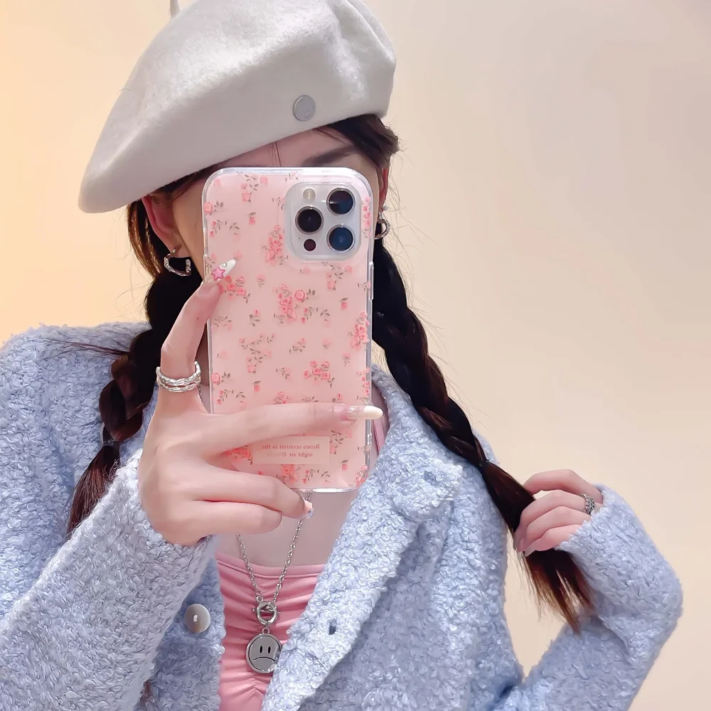 Pink and Blue Floral Bowknot Korean Art INS Phone Case Cover