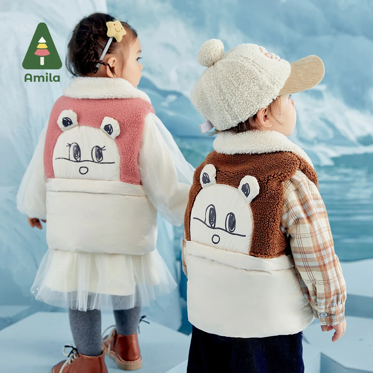 Baby Waistcoat Winter Boys and Girls Cartoon Bear Fashion