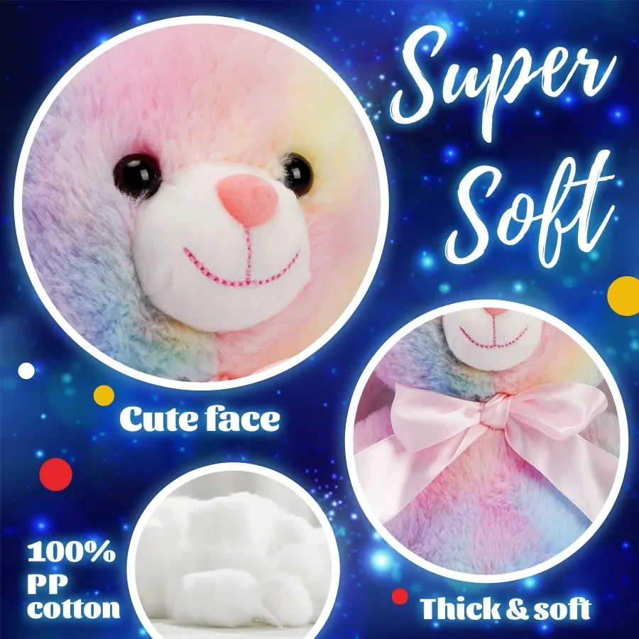Luminous Cotton Bunny Plush Toys plush toy Throw Cute Pillow LED Lights Music Rainbow Stuffed Animals Easter Rabbit Gift Kids Girls