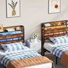 Twin Size Head Board Only 2 Outlets 2 USB Ports Bed Headboards with Charging Station Two Tier Storage Headboards Shelf for Dorm 2