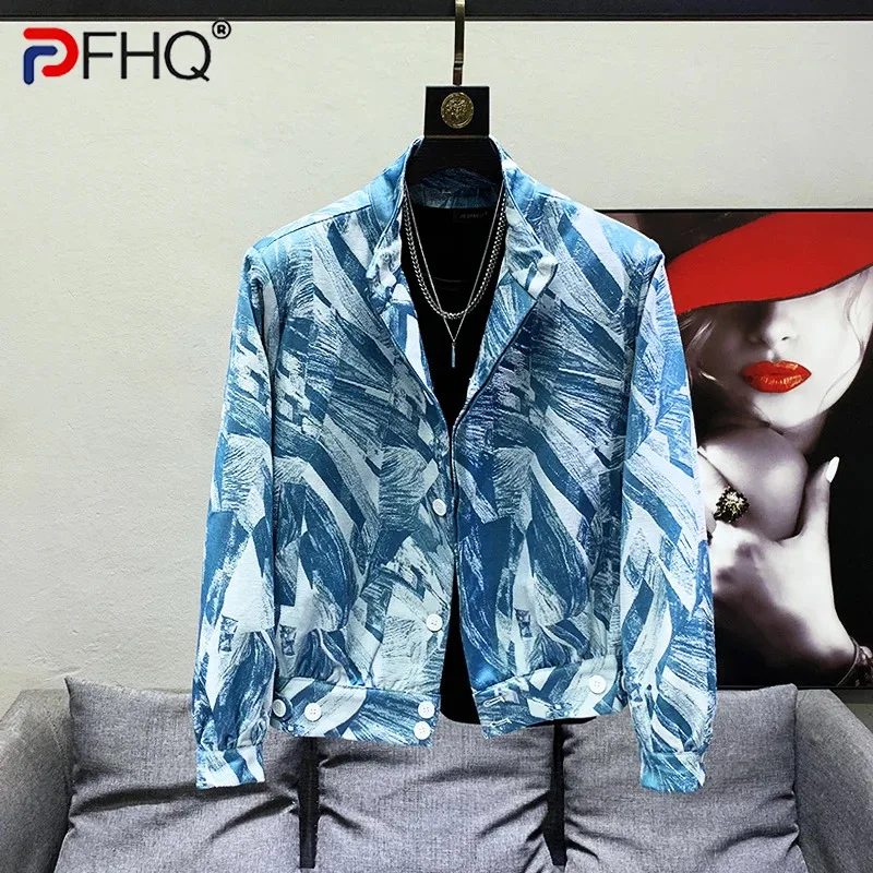 

PFHQ Korean Printing Pattern Niche Design Short Jackets Chic High Quality Elegant Street Autumn Men's Coat Free Shipping 21F3024