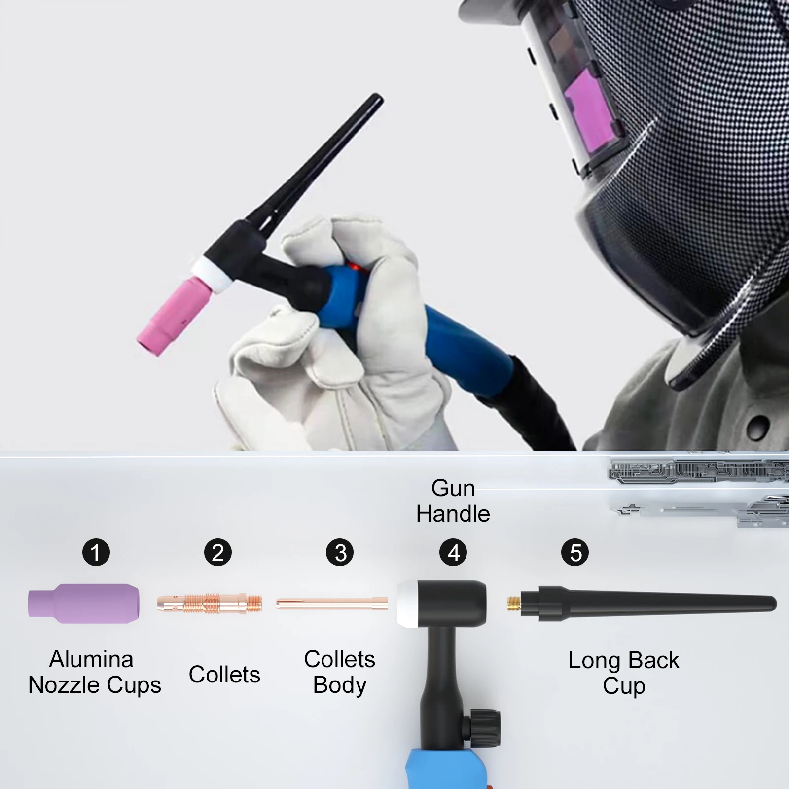 TIG Welding Torch WP17FV Argon Air Cooled Tungsten Arc Welding Torch 3M/5M/7M WP17 Flexible Head Gas Valve welding torch