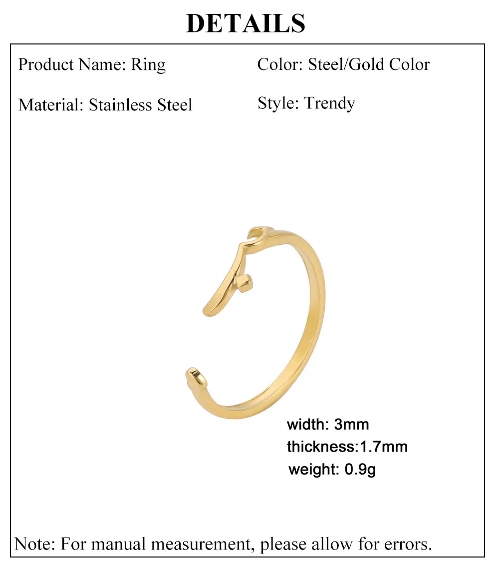 Cazador Arabische Buchstaben-Liebesringe für Frauen, 2026, Edelstahl, Schmuck, verstellbare Ringe, Hochzeit, Geburtstag, Muttertag, Tag, Geschenk – Detail 3