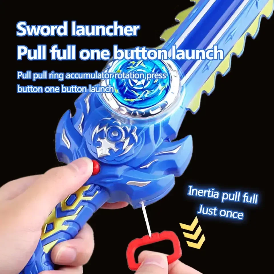 Kid Sword Launcher Led Spinning Top Toy Creative Hand Cranked Color Luminous Spinning Toys For Boys Girls Children Gifts - 5