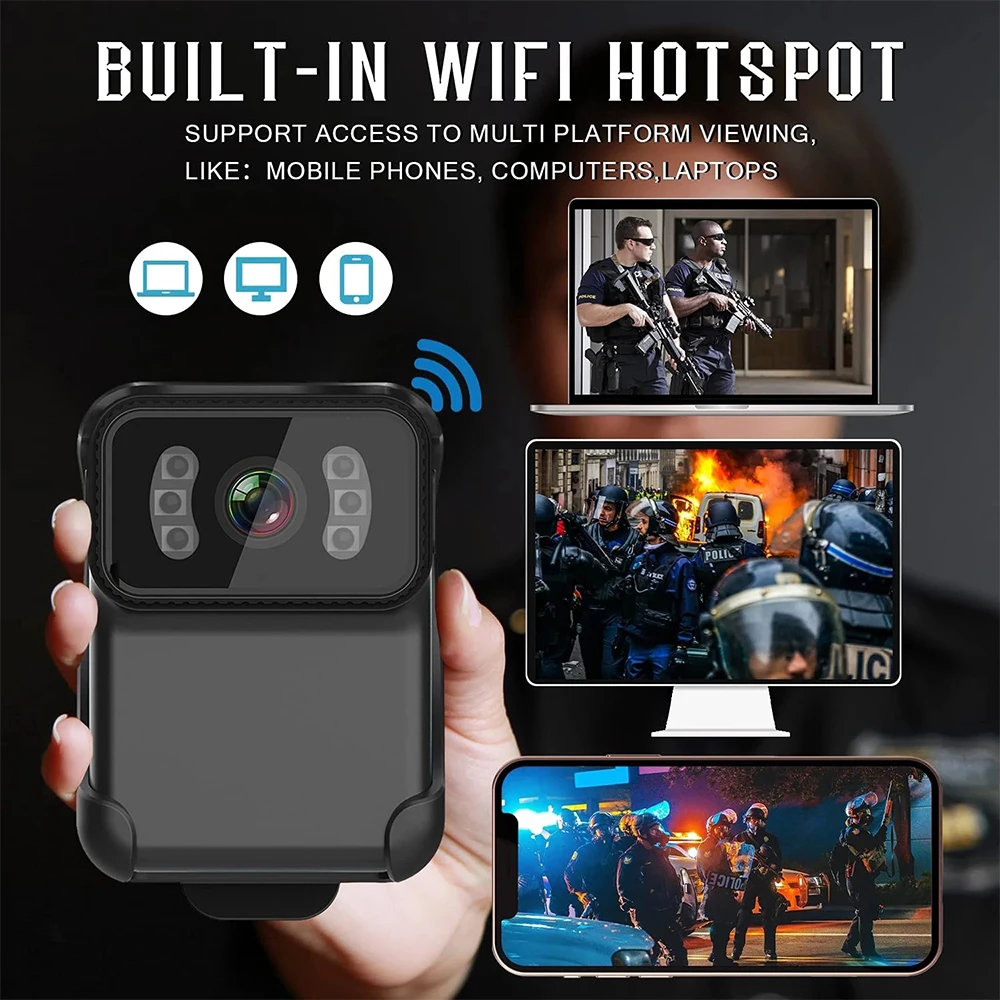 1080P HD Wearable Police Body Action Camera CS02 IP67 Waterproof DV Sports Camera WiFi Portable Mini Camcoder with Night Vision 3