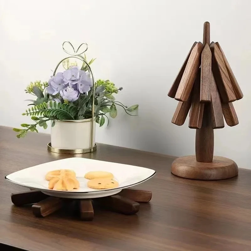 Wooden Cup Coaster Set,Tree Shape Trivet Set,Tree Coasters- 4 Wooden Trivets 1-302303